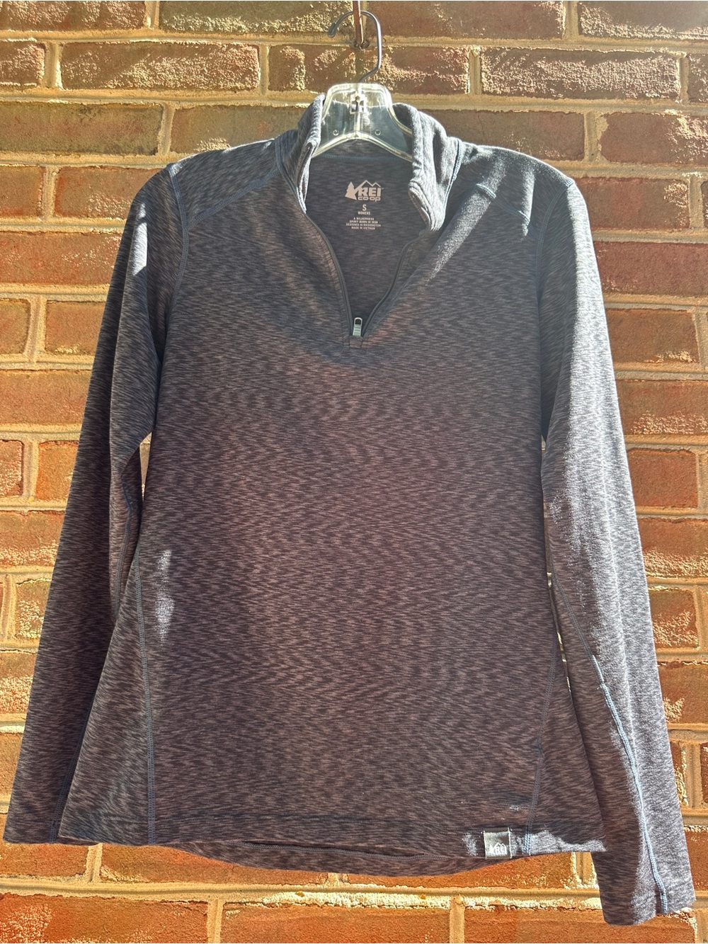 REI Co-op Women’s Quarter Zip Pullover Gray Black Hiking Top Size S